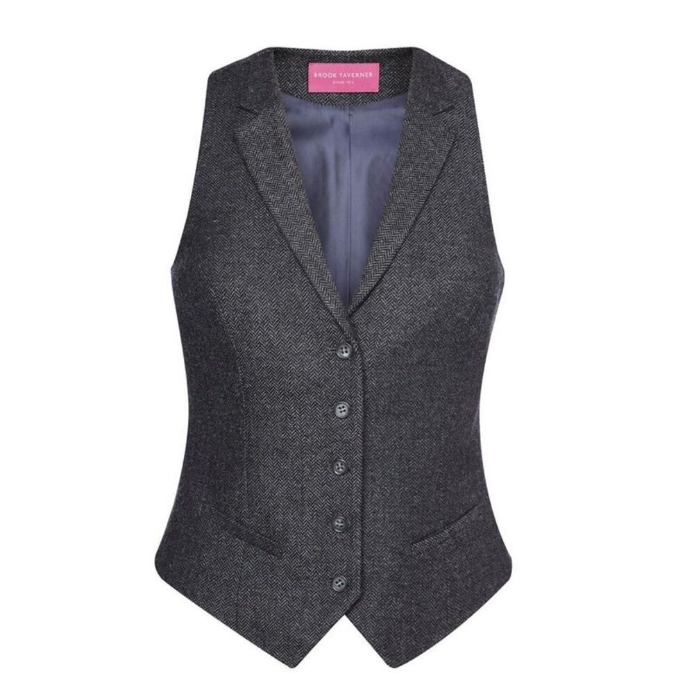 Brook Taverner Womens/Ladies Nashville Waistcoat / Charcoal Herringbone Gray